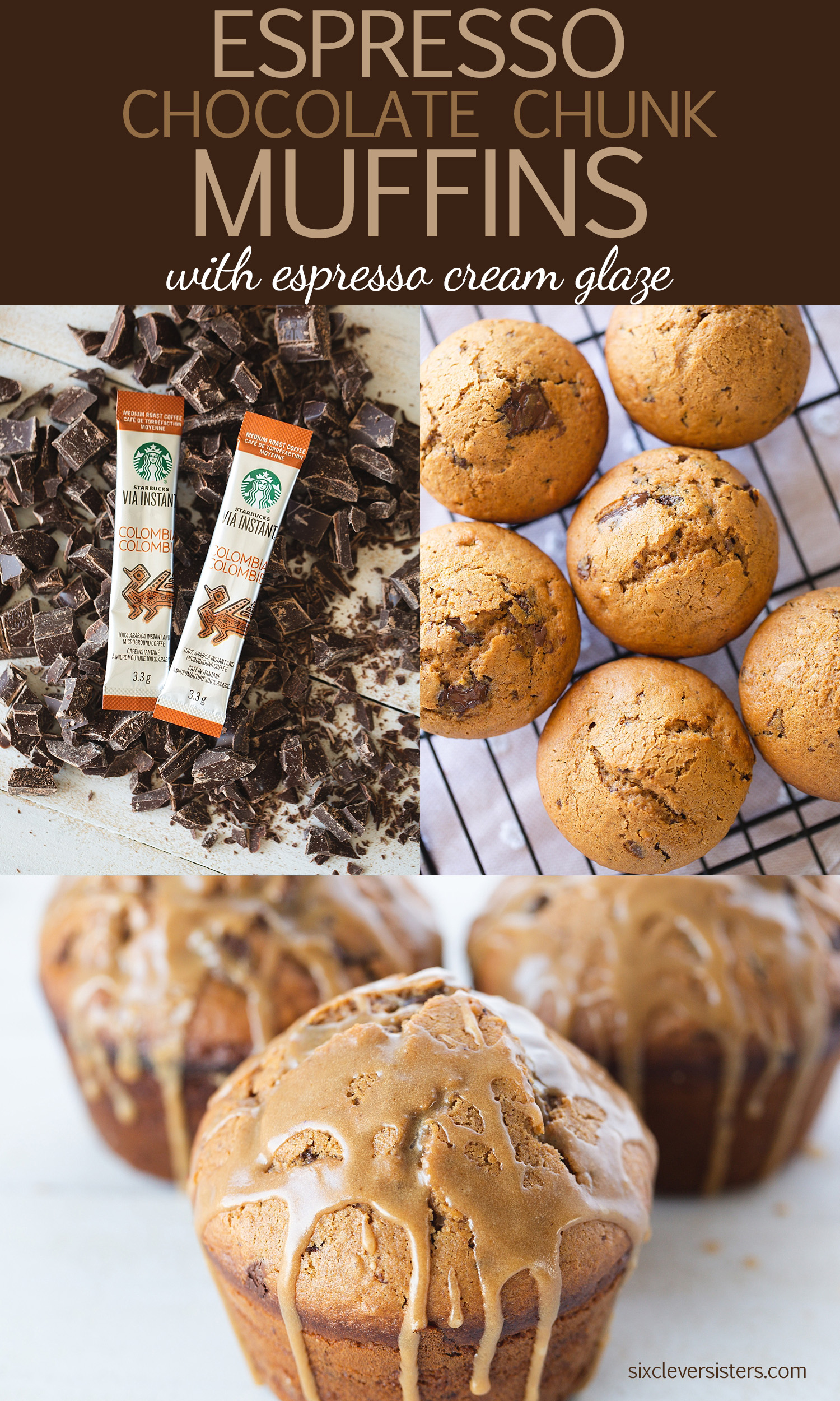 Espresso Muffins | Chocolate Espresso Muffins | Espresso Coffee Muffins | Espresso Chip Muffins | Espresso Muffins Recipe | Espresso Muffins Coffee | Espresso Muffins Chocolate | Try this luscious and cozy muffin recipe to perk up your mornings! Recipe on the Six Clever Sisters blog.