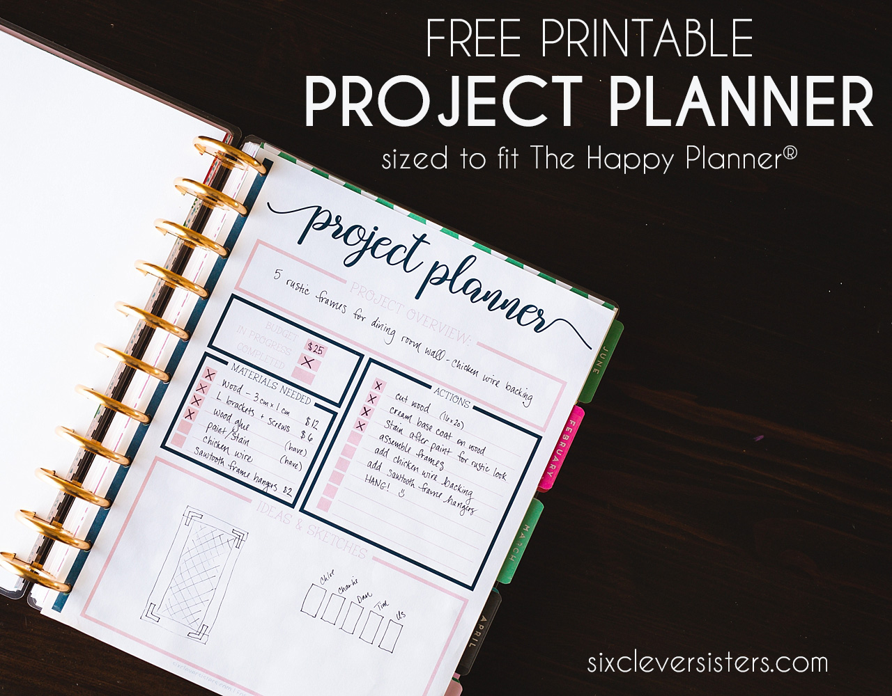 Project Planner Printable | Project Planning Worksheet | DIY Project Planning Worksheet | Project Planner Printable Free | Project Organization Printable | Project Planner | Project Lists | Free PDF on the Six Clever Sisters blog - easy download!