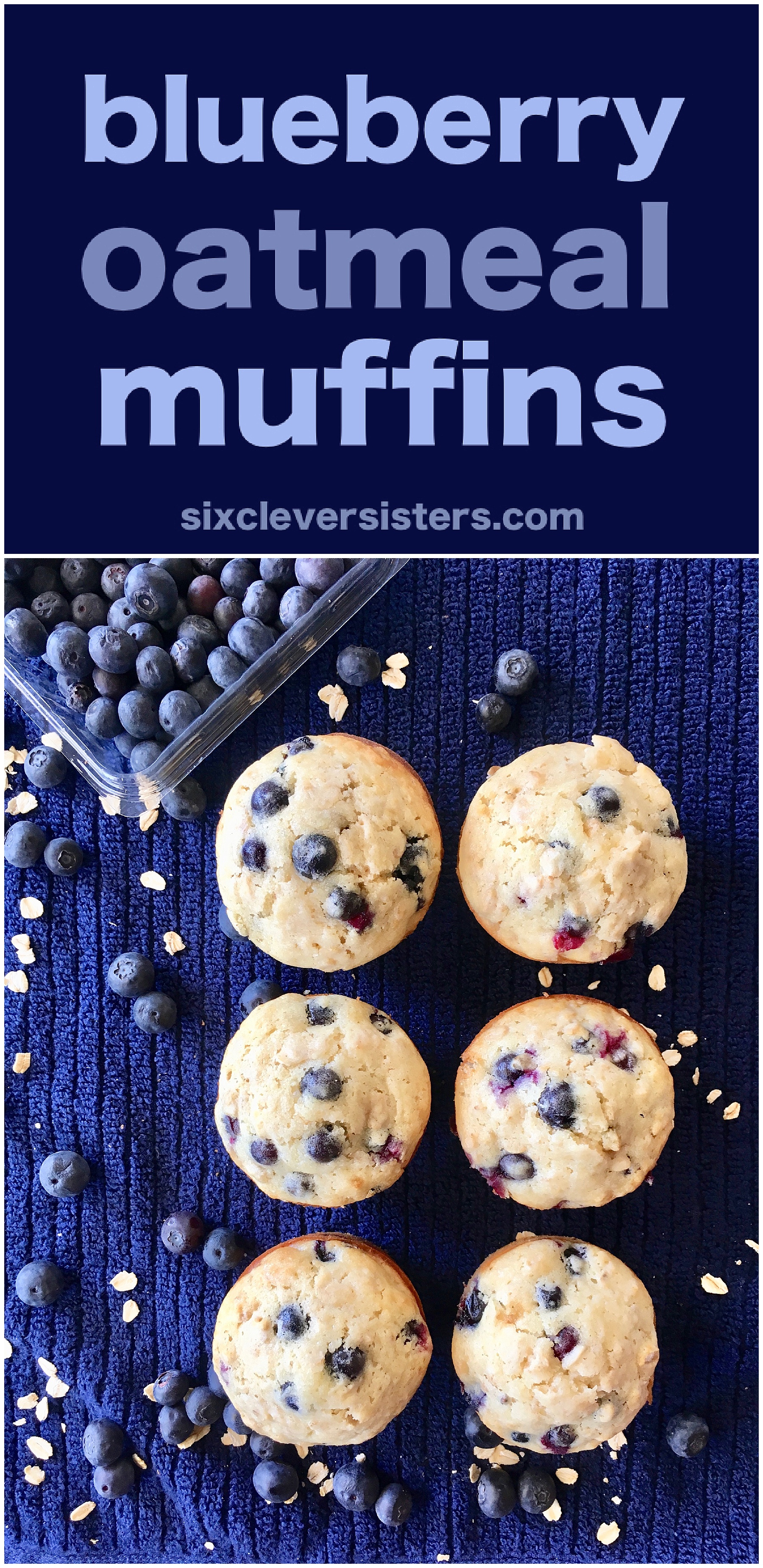 Blueberry Oatmeal Muffins | Healthy | Easy | Lactation | Recipes | Moist | Best | Muffin Recipe | Oatmeal Recipe | Breakfast Muffins | Breakfast Recipes | Freezer Meals | Six Clever Sisters 