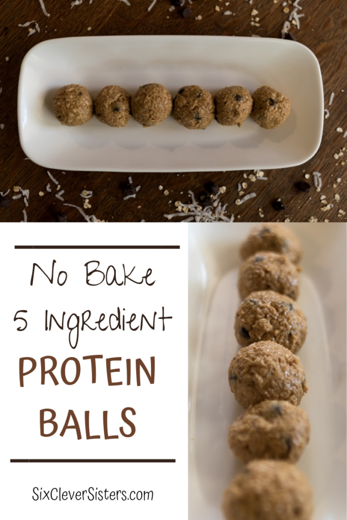 No Bake Protein Balls | Energy Balls | No Bake Dessert | Energy Bites | Protein Bites | No Bake Energy Bites | Peanut Butter Balls | These five ingredient protein balls are a breeze to make and a delicious treat when you need that afternoon pick-me-up. Sweetened only with sugar, they are a great option for a guilt-free snack! Find the recipe at SixCleverSisters.com