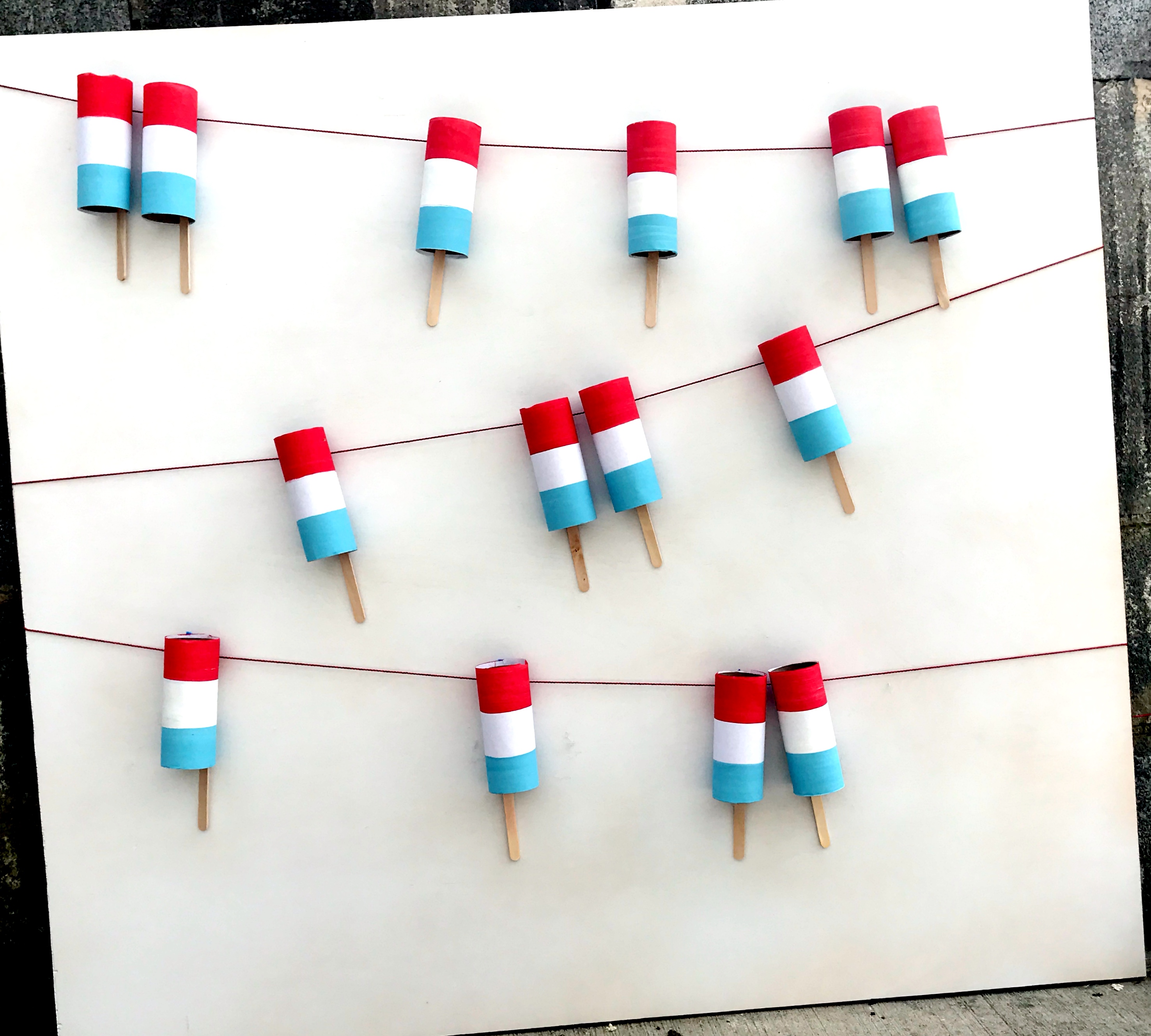 Patriotic Popsicle Garland | 4th of July | Party Decor | Red, White and Blue | America | Americana | Independence Day | Fourth of July | 4th of July Decorations | American Decor | DIY Party | DIY Decor | Six Clever Sisters