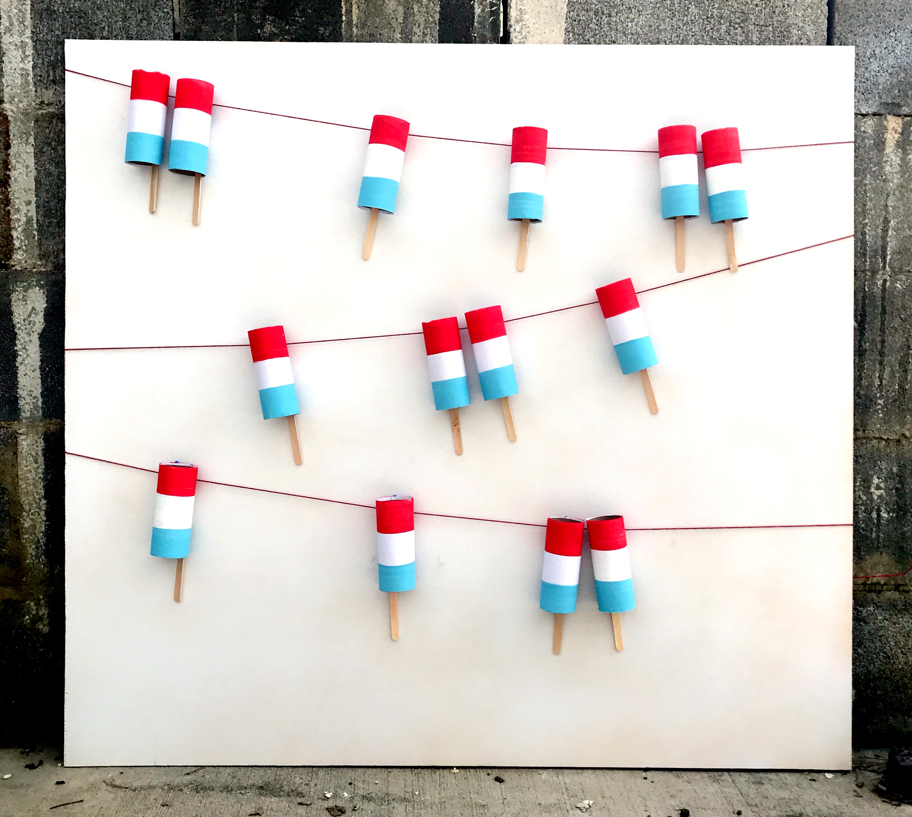 Patriotic Popsicle Garland | 4th of July | Party Decor | Red, White and Blue | America | Americana | Independence Day | Fourth of July | 4th of July Decorations | American Decor | DIY Party | DIY Decor | Six Clever Sisters