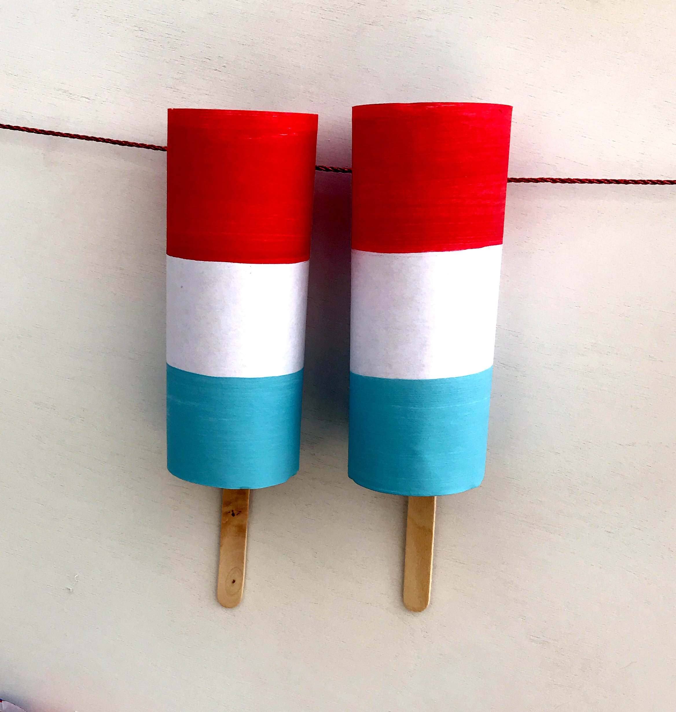 Patriotic Popsicle Garland | 4th of July | Party Decor | Red, White and Blue | America | Americana | Independence Day | Fourth of July | 4th of July Decorations | American Decor | DIY Party | DIY Decor | Six Clever Sisters