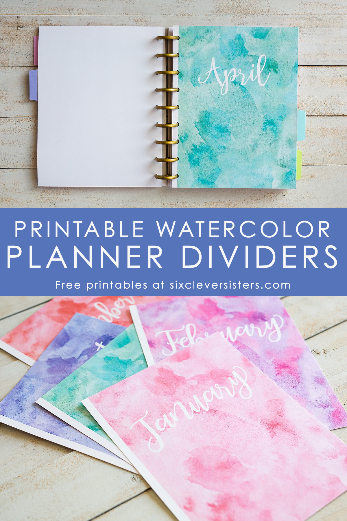 Printable planner dividers | free printable monthly planner dividers | Planner dividers printable free | Planner dividers DIY | Planner dividers free | Month dividers for planner | Printable monthly dividers | Free printable monthly planner dividers on the Six Clever Sisters blog!