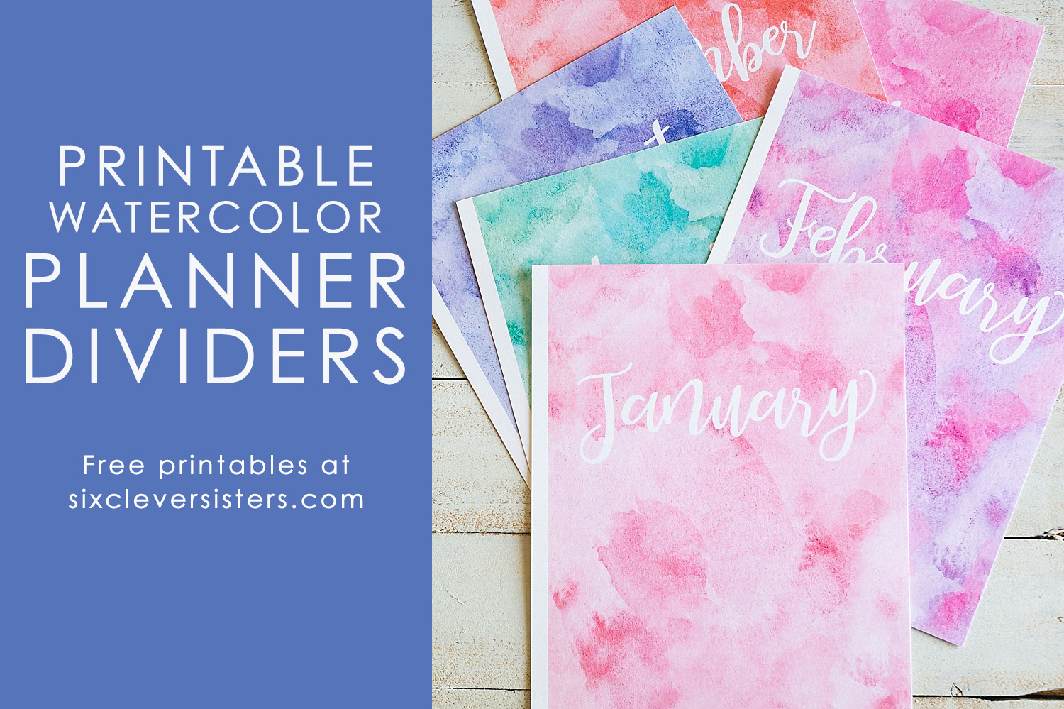 Printable planner dividers | free printable monthly planner dividers | Planner dividers printable free | Planner dividers DIY | Planner dividers free | Month dividers for planner | Printable monthly dividers | Free printable monthly planner dividers on the Six Clever Sisters blog!