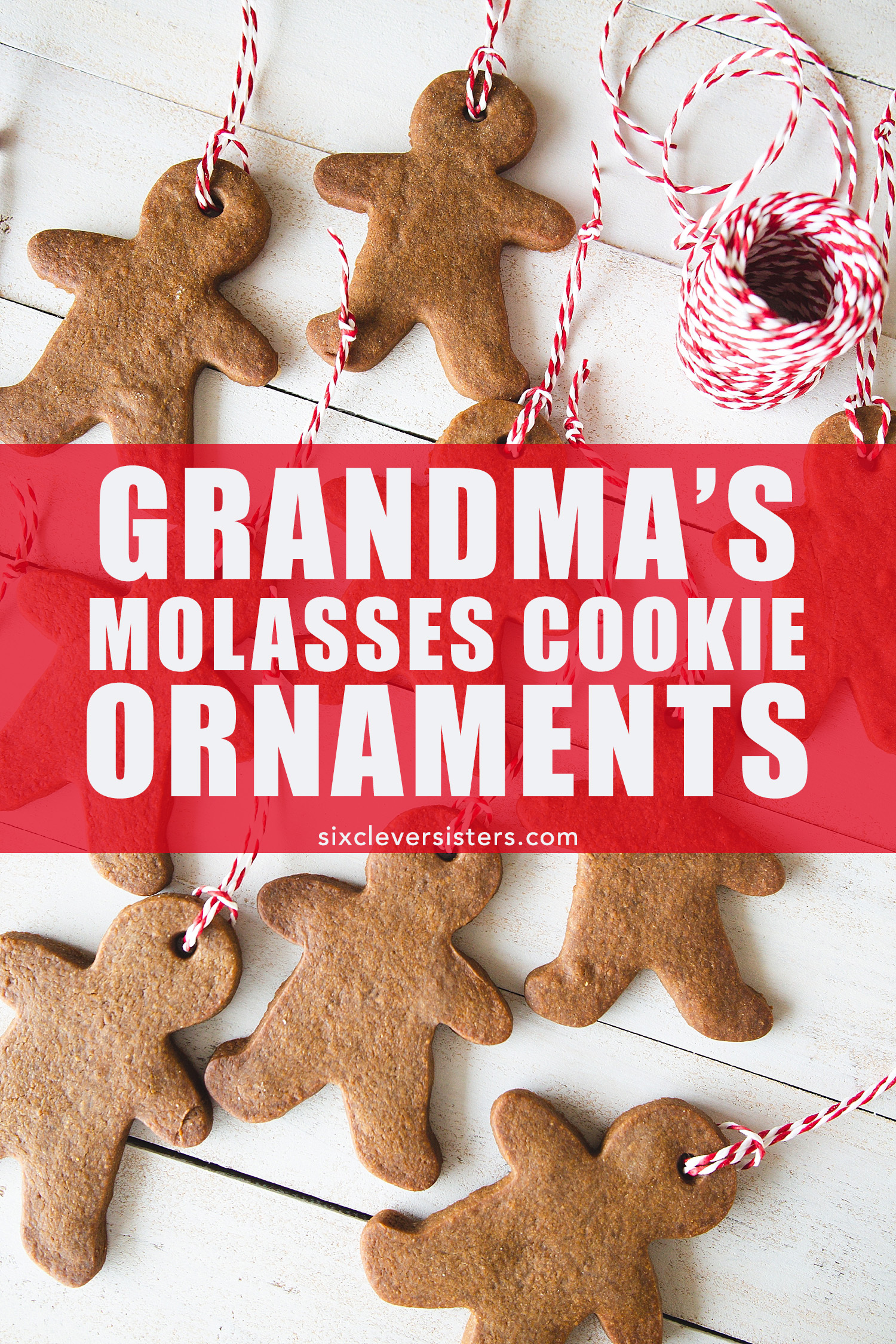 Cookie ornaments for the tree | Cookie ornaments recipe | Cookie ornaments edible | Cookie ornaments DIY | Cookie ornaments molasses | Recipe on the Six Clever Sisters blog!