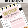 Free Printable Birthday Invitation | Free Printable | Happy Birthday | DIY Invitation | Birthday Party Puppy | Printable Dog Invitation | Puppy First Birthday | Puppy Themed Party | Download this trendy birthday invitation to DIY for your next dog puppy party! On the Six Clever Sisters blog