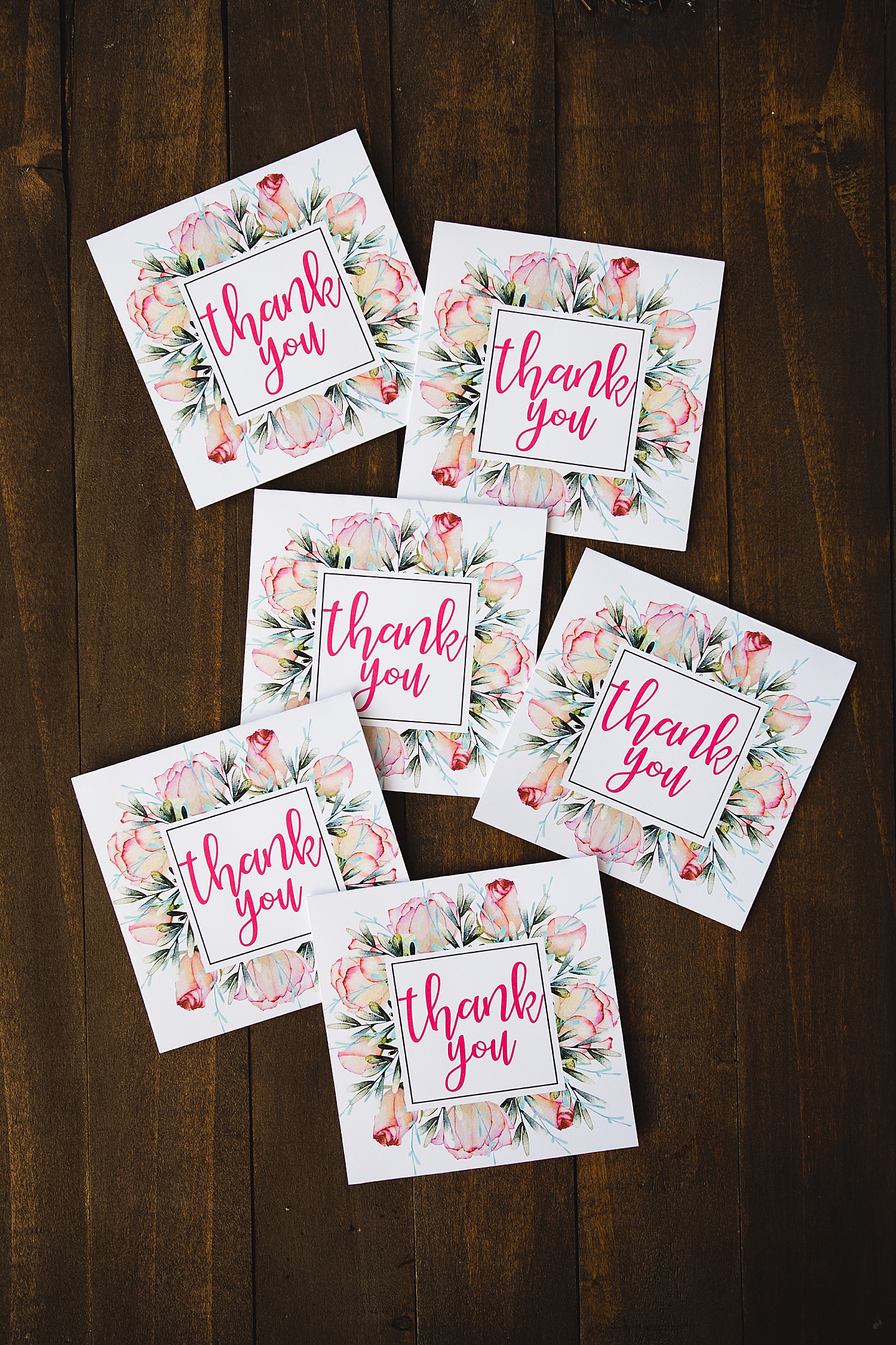 Floral Thank You Cards Printable Free | Thank You Card Printable Free | Free Printable Floral Thank You Cards | Download from the Six Clever Sisters blog!