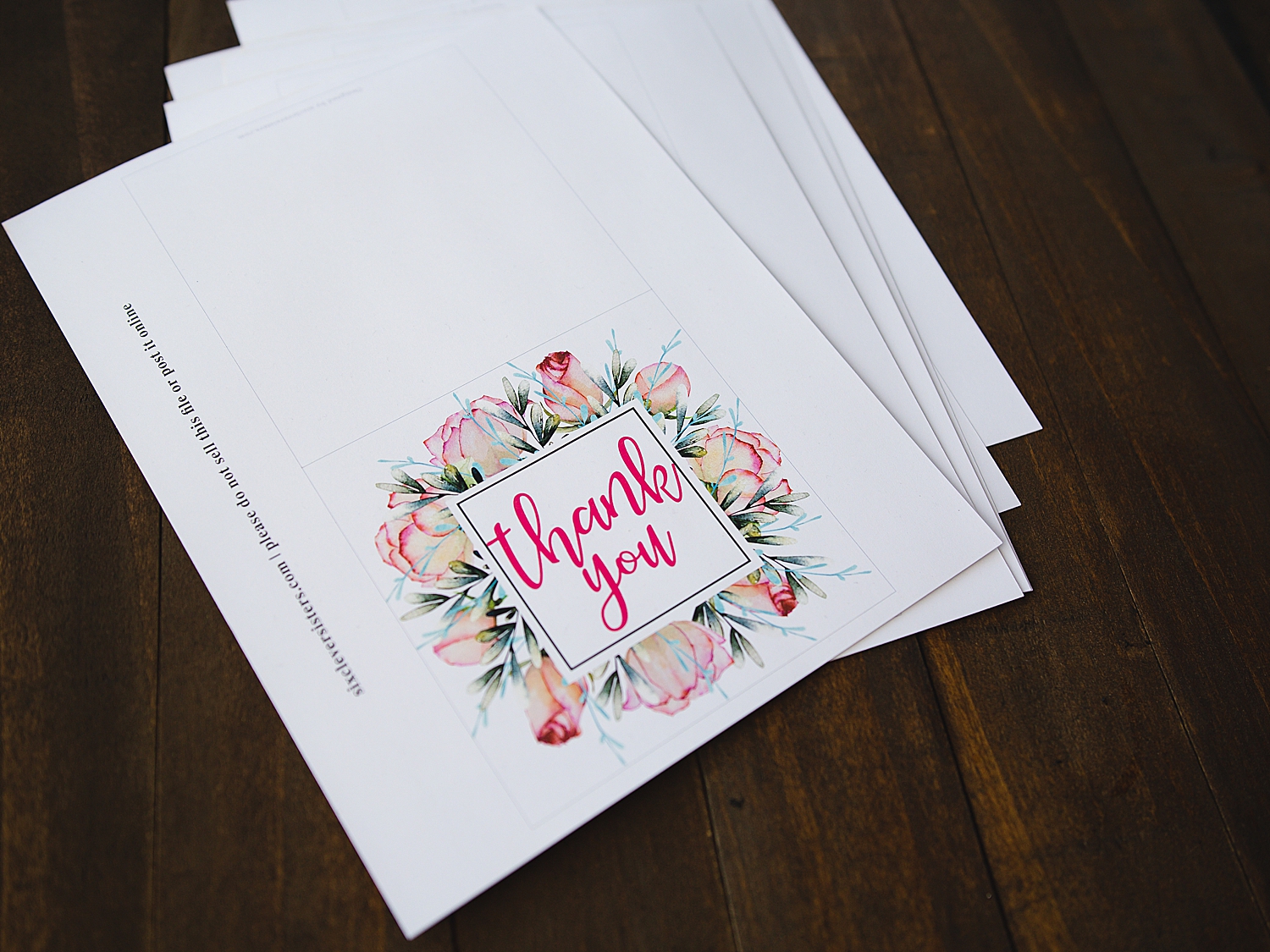 Floral Thank You Cards Printable Free | Thank You Card Printable Free | Free Printable Floral Thank You Cards | Download from the Six Clever Sisters blog!