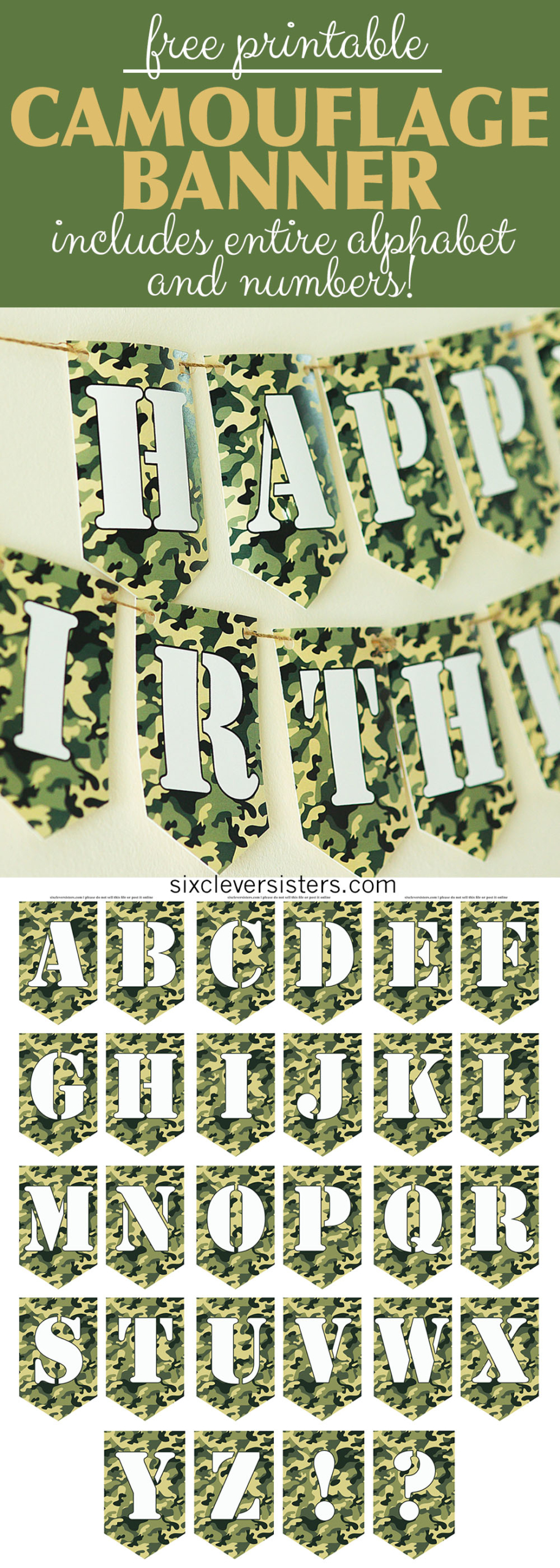 Camo Birthday Banner | Camo Banner | Camouflage Army Banner DIY | Army Birthday Banner DIY | Camo Banner Printable | Camo Banner Free | Camouflage Banner Printable | Camouflage Camo Banner Free Printable | Camouflage Camo Banner Printable | Camouflage Birthday Banner Free Printable #camo #camouflagebirthday #armybirthday