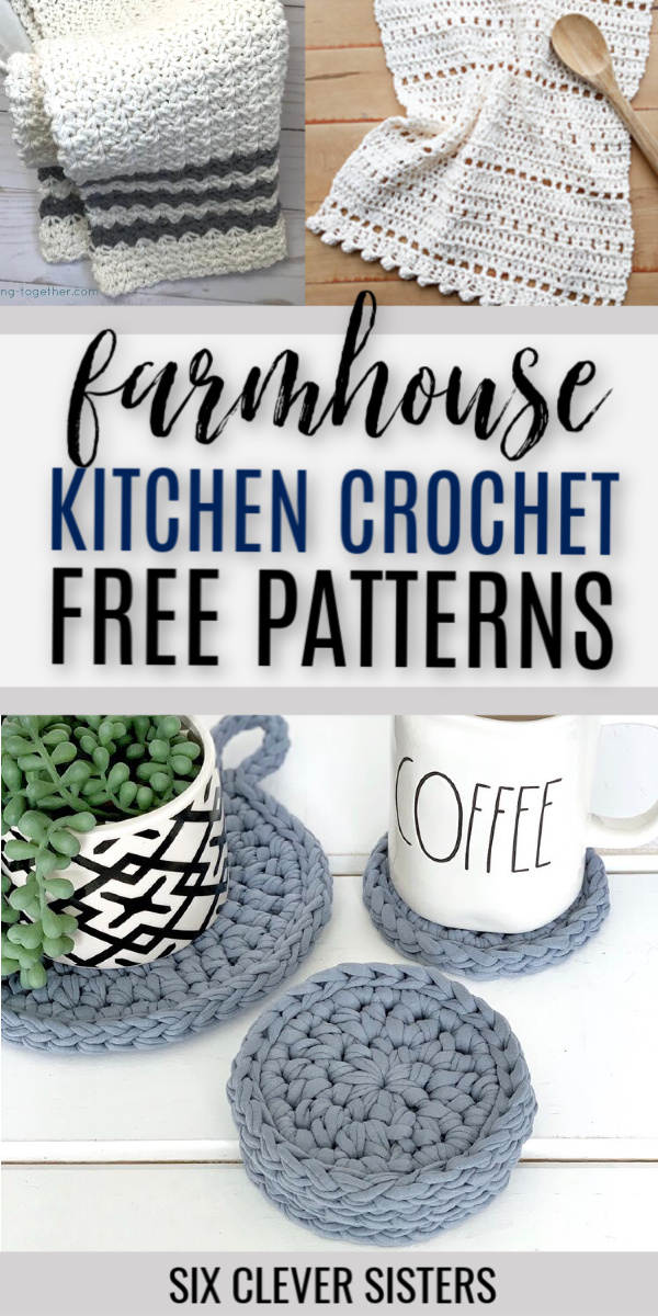 Free Crochet Patterns | Free Crochet Dishcloth Patterns | Free Crochet Dishcloth Patterns Cotton | Free Crochet Towel Patterns | Free Crochet Dish Cloth Patterns Easy | Free Crochet Dish Scrubby Patterns | Farmhouse Decor | Farmhouse Kitchen | Farmhouse Crochet Dishcloth | Farmhouse Crochet Table Runner | DIY Farmhouse Decor | Six Clever Sisters