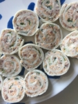 Loaded Bacon Ranch Pinwheels | Bacon Appetizer | Pinwheel Recipe | Appetizer Recipe | Party Food Recipe | Loaded Bacon Ranch Pinwheels make a great appetizer for holiday parties! The full recipe is at SixCleverSisters.com