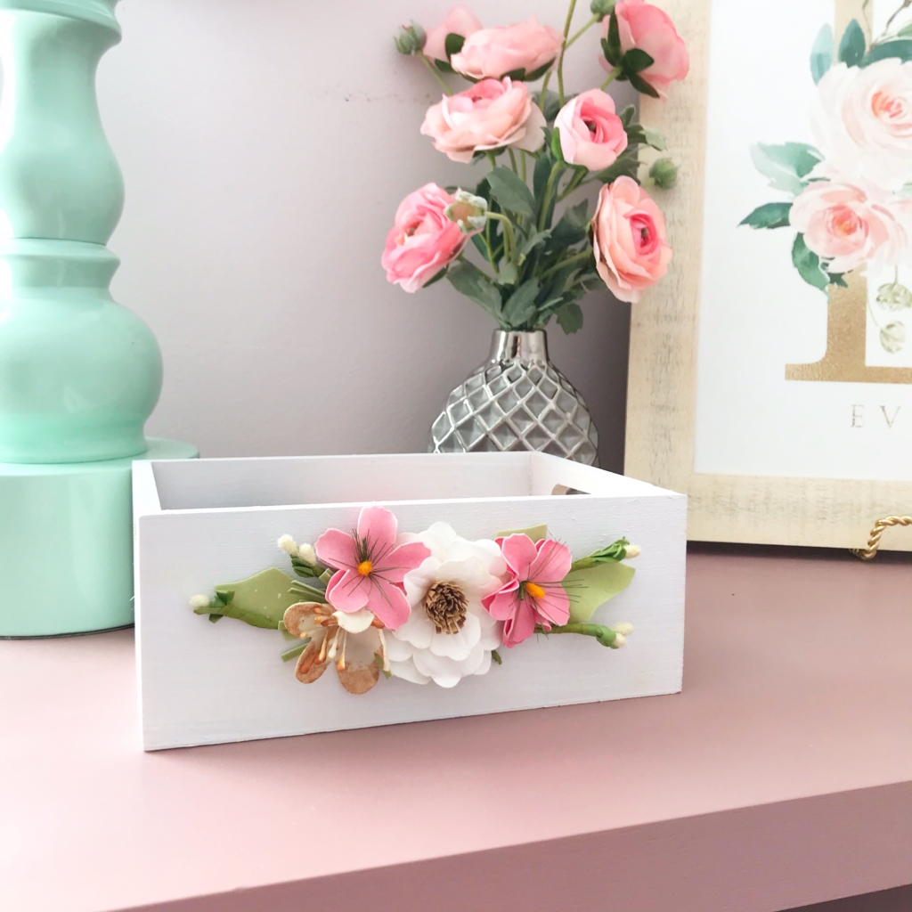 DIY Wood Floral Box | DIY Wood | Girls Room | Nursery | Bedroom Makeover | Baby Room | Nursery | Little Girls Room | Cheap DIY Wood Project | DIY Tutorial | Hobby Lobby | Floral Project | Bedroom | Bathroom | Farmhouse | Princess | Toddler Girl | Six Clever Sisters 