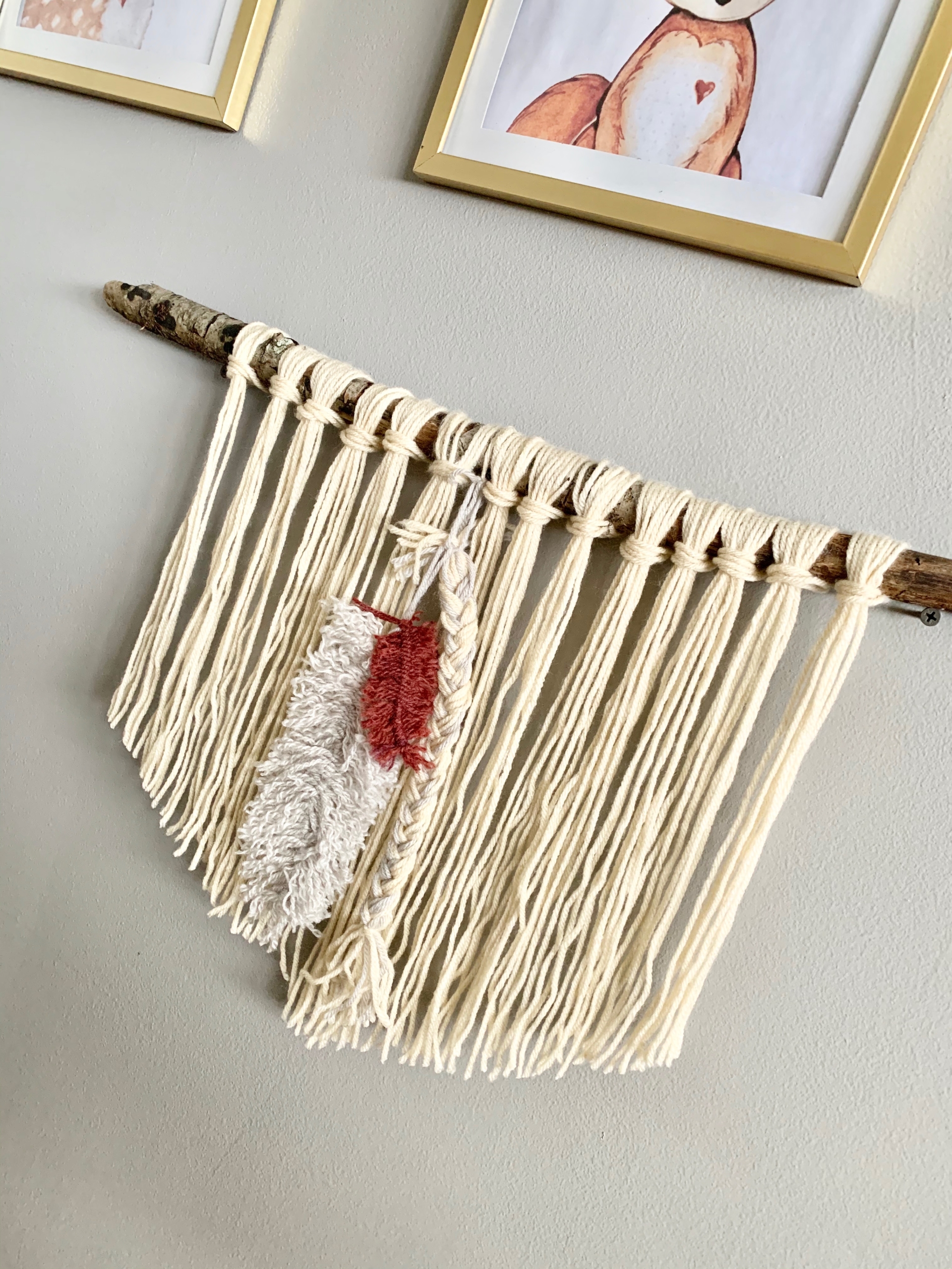 Macrame Knot | Macrame DIY | Macrame Tutorial | Yarn Wall Hanging | Macrame Feather | DIY Macrame Wall Hanging | Woodland Nursery | Baby Boy Nursery Decor | Six Clever Sisters