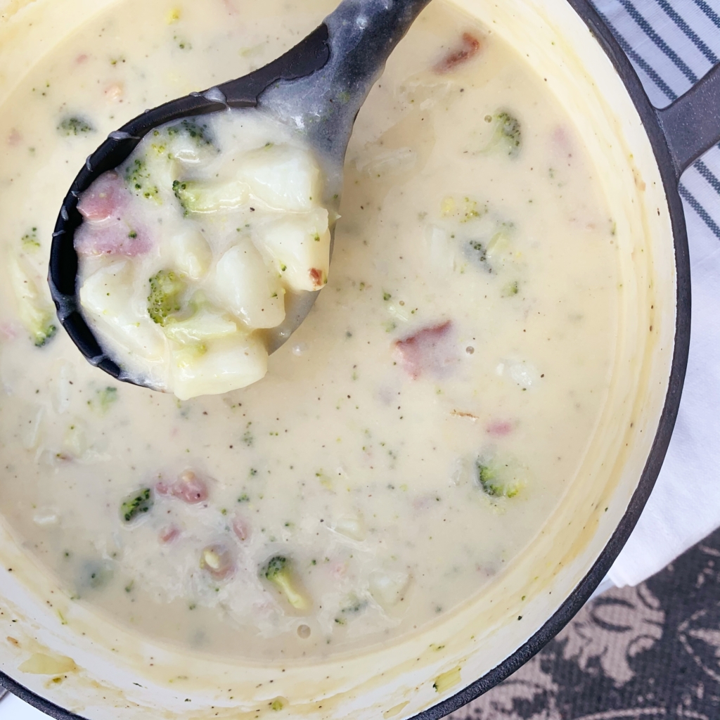 Ham and Broccoli Soup | Potato Soup | Comfort Food | Easy Soup Recipe | Hearty Soup | Winter Dinner | Family Dinner | Easy Meal | Dutch Oven | One Pot Meal | Ham | Potato | Stew | Chowder | Crock Pot | Instant Pot | Broccoli Soup