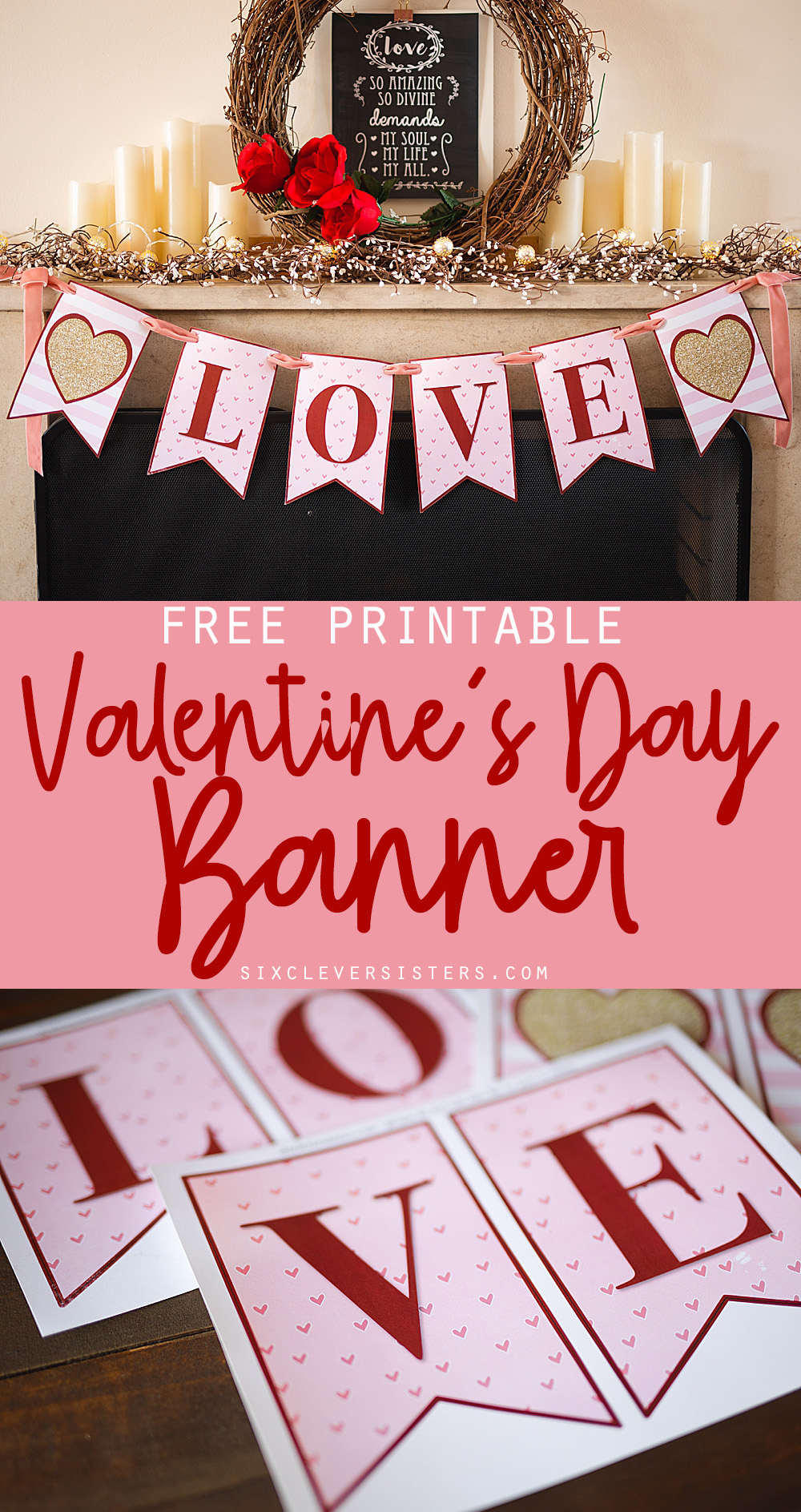 Valentines Day Banner | Valentines Day Decorations DIY | Valentines Day Banner Printable Free | Valentines Day Decor | Valentines Day Ideas