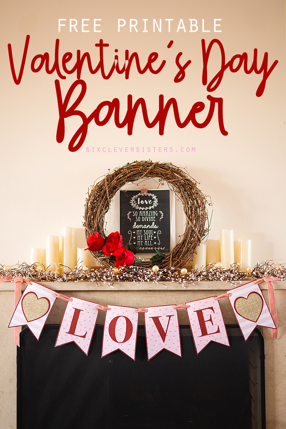 Valentines Day Banner | Valentines Day Decorations DIY | Valentines Day Banner Printable Free | Valentines Day Decor | Valentines Day Ideas