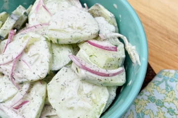 Cool & Creamy Cucumber Salad | Cucumber Side | Fresh Side | Summer Side | Summer Salad | Dill | Coleslaw | BBQ | Easy Summer Dish | Easy Side | Vegetable Side | Salad | Salad Recipe | Summer Recipe | Cook out | Six Clever Sisters