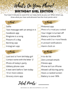 Free Printable Birthday Games | Free Printable Birthday Party Games | Printable Birthday Games | Birthday Games | Birthday Game Ideas | Birthday Game Printable | Birthday Game Printables Free | Birthday Game Ideas | Birthday Game Ideas for Adults | Looking for a fun birthday party game idea? This free printable birthday game, What's On Your Phone, was so much FUN for our party! #birthday #game #party #freeprintable #printables #ideas 