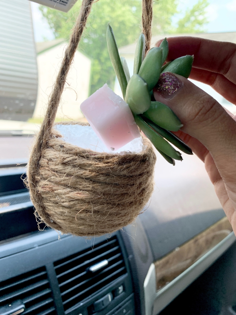 Car Plant Hanger | DIY Car Air Freshener | DIY Car Scent | Mini Plant Hanger | DIY Macrame Plant Hanger | Six Clever Sisters