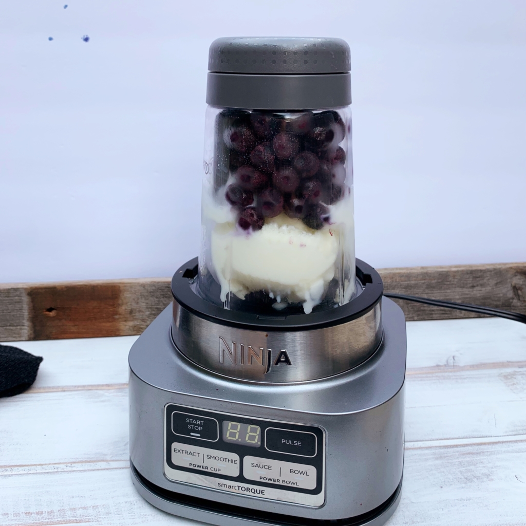 Easy Frozen Fruit Yogurt | Fresh Fruit | Frozen Fruit | Yogurt | Ice Cream | Peach | Blueberry | Strawberry | Cherry | Healthy Snack | Healthy Dessert | Low calorie | Diet | Low Fat | Summer Dessert | Summer | Ninja | Blender | Smoothie | Six Clever Sisters