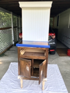 Coffee Bar | Furniture Renovation | DIY Coffee Bar | Coffee Bar Transformation | DIY Home Decor | DIY Beverage Bar | DIY Decor | Repurposed Furniture Project | Weekend Project | Check out my post on SixCleverSisters.com to find out how I transformed a small table into a beautiful coffee bar!