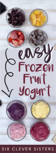 Easy Frozen Fruit Yogurt | Fresh Fruit | Frozen Fruit | Yogurt | Ice Cream | Peach | Blueberry | Strawberry | Cherry | Healthy Snack | Healthy Dessert | Low calorie | Diet | Low Fat | Summer Dessert | Summer | Ninja | Blender | Smoothie | Six Clever Sisters