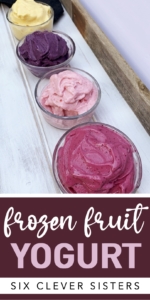 Easy Frozen Fruit Yogurt | Fresh Fruit | Frozen Fruit | Yogurt | Ice Cream | Peach | Blueberry | Strawberry | Cherry | Healthy Snack | Healthy Dessert | Low calorie | Diet | Low Fat | Summer Dessert | Summer | Ninja | Blender | Smoothie | Six Clever Sisters