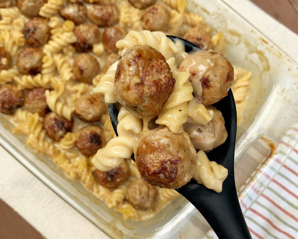 Swedish Meatball Pasta Bake | Easy Dinner | Quick Meal | Pasta Recipe | Frozen Meatballs | Kid Friendly | Easy Meal | Family | Swedish | Swedish Meatball | IKEA | Pasta Bake | Six Clever Sisters