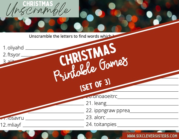 Printable Christmas Games | Printable Christmas Games for Families | Printable Christmas Games PDF | Free Printable Christmas Game | Christmas Scattergories Free Printable | Printable Christmas Games Free | Christmas A to Z Printable | Christmas Unscramble Game | Looking for some fun games for everyone to be a part of? These 3 free printable Christmas games add a lot of fun to any party! #christmas #games #printables #freeprintable #party