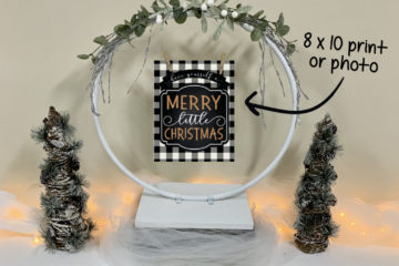 Hula Hoop Photo Stand | Shower | Bridal | Baby | Holiday | DIY Decor | Easy Decor | Photo Prop | Stand | Printables | Party Decor | Holiday Decor | Holiday Party | Large Decor | Large Decor | Six Clever Sisters