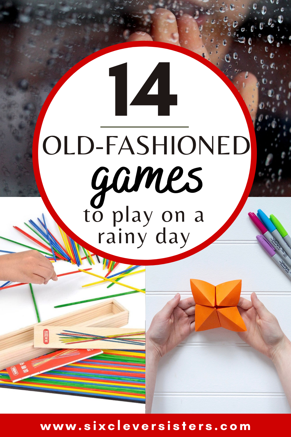 Old-fashioned games for kids | Old-fashioned games to play on a rainy day | Indoor games for kids at home | Games for inside rainy days | 14 old-fashioned games to play on a rainy day on the Six Clever Sisters blog!