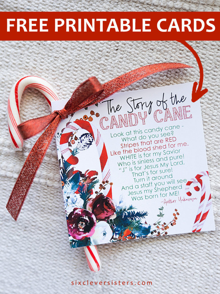 Story of the candy cane printable free | candy cane story free printable | legend of the candy cane story printable | legend of the candy cane poem printable | meaning of christmas candy cane printable | FREE PRINTABLE on the Six Clever Sisters blog!