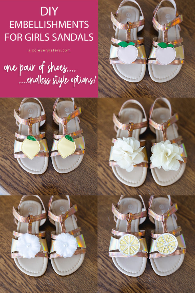 Girls shoes with DIY interchangeable embellishments