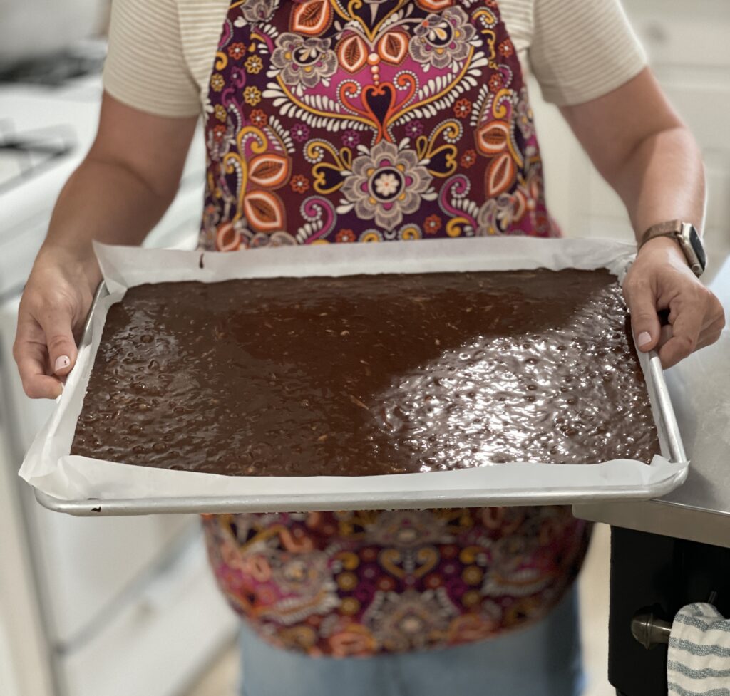 Chocolate Zucchini Sheet Cake | Chocolate Zucchini Bread | Easy Zucchini Recipes | Sheet Cake Recipes | Find this Chocolate Zucchini Cake recipe at Six Clever Sisters!