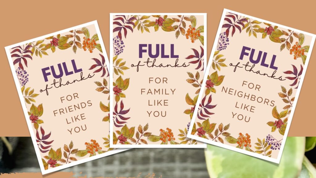 Full of Thanks Treat Tag Printable | Baked Good Card | Free Printable | Card | Thank you Card | Free Printable Gift Tag | Free Thank you Card | Fall | Thanksgiving | Thanksgiving Printable | Fall Printable Free | Six Clever Sisters