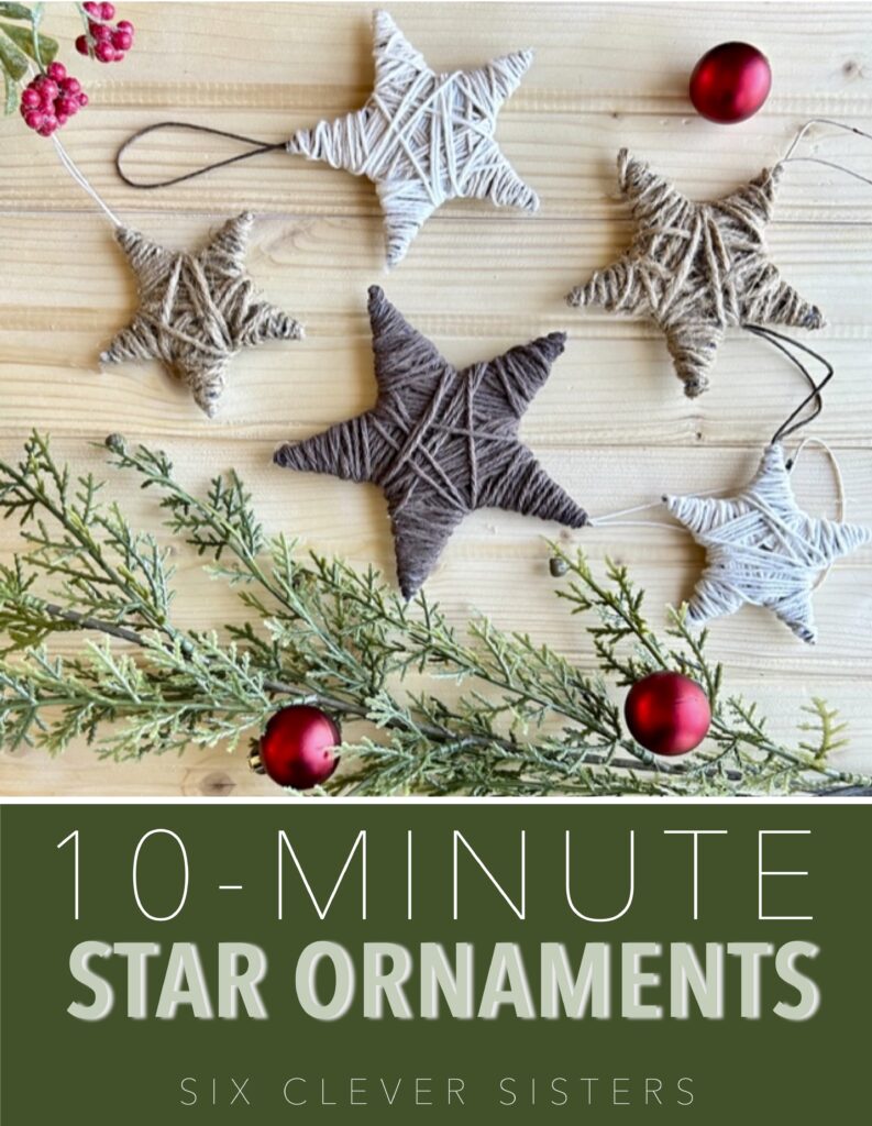 10 Minute Star Ornaments | Farmhouse Christmas | DIY Christmas | Easy Christmas Craft | Star | Christmas Decoration | DIY Ornament | Cheap Christmas Gift to Make | Group Christmas Idea | Handmade Ornament | Rustic Star | Country Christmas 