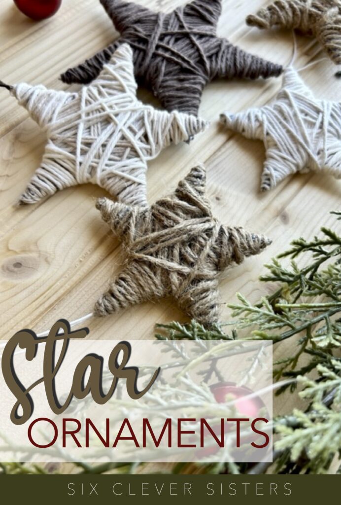 10 Minute Star Ornaments | Farmhouse Christmas | DIY Christmas | Easy Christmas Craft | Star | Christmas Decoration | DIY Ornament | Cheap Christmas Gift to Make | Group Christmas Idea | Handmade Ornament | Rustic Star | Country Christmas 