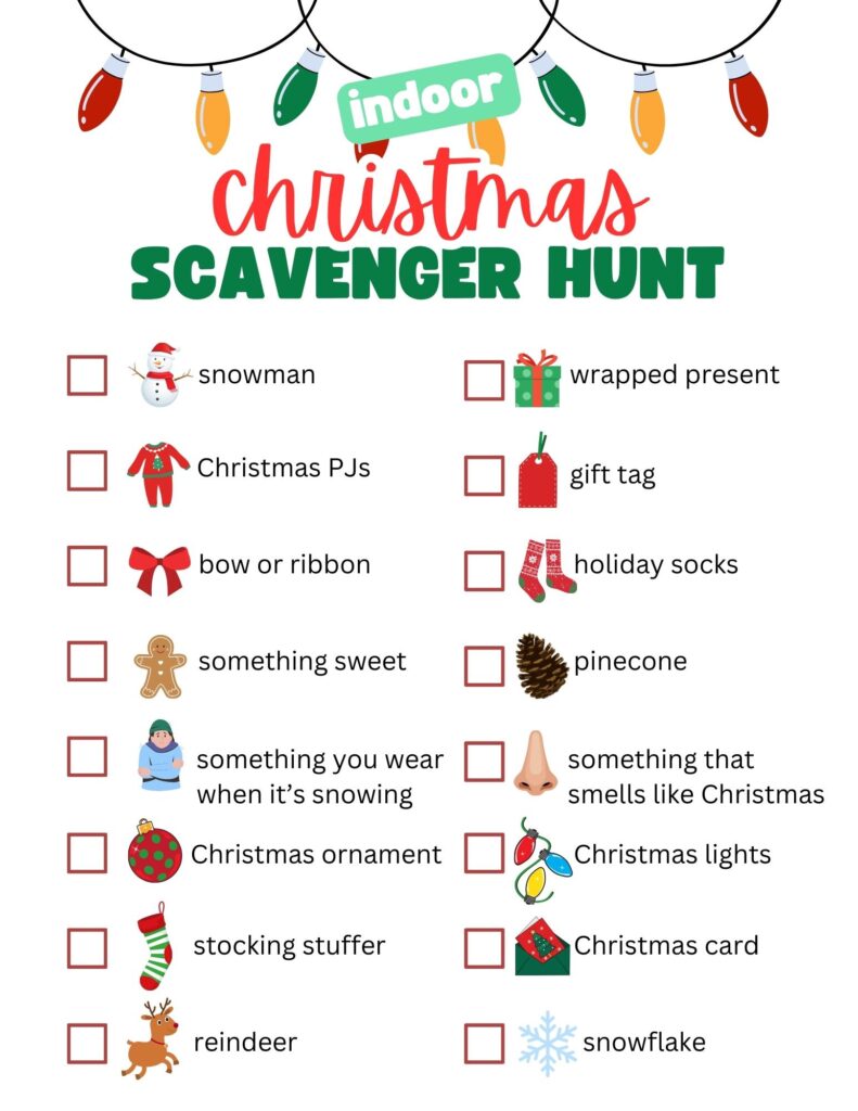 Christmas scavenger hunt free printable