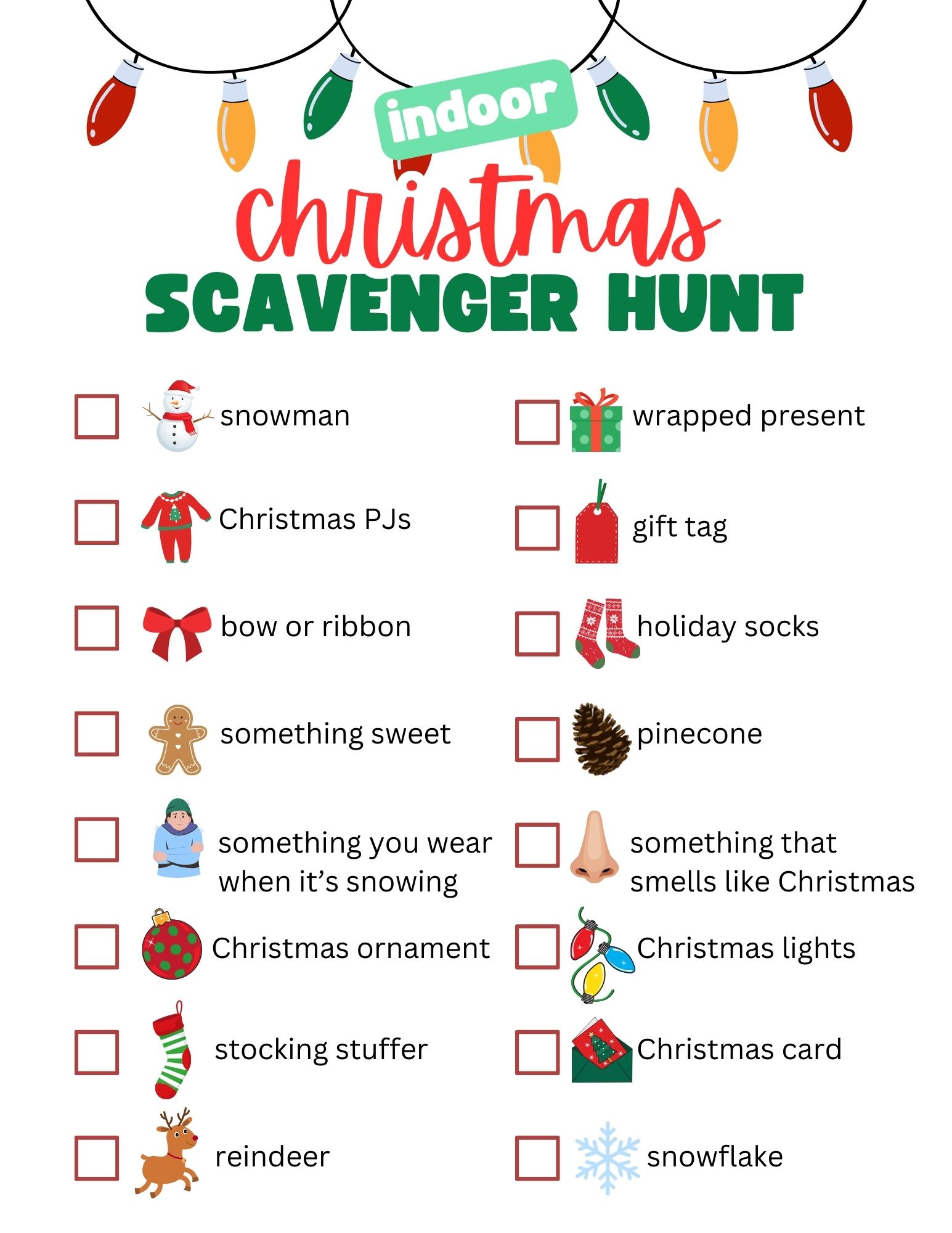 Free Printable Christmas Scavenger Hunt – Six Clever Sisters