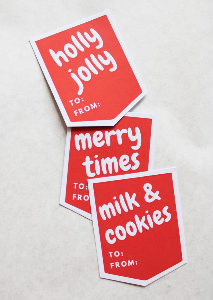 red white Christmas tags printable 