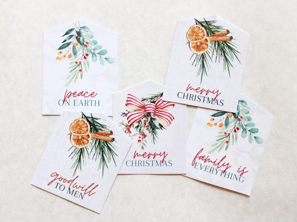 printable magnolia Christmas tags