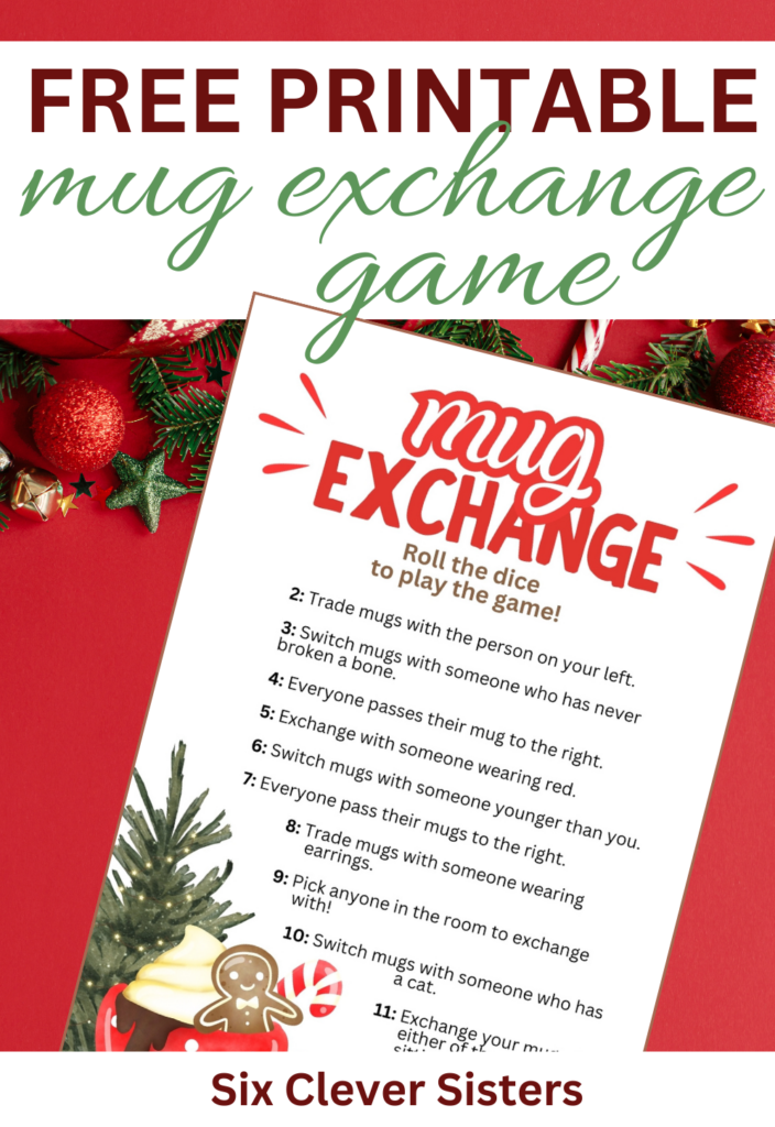 free printable mug exchange | free printable christmas exchange game | free printable white Elephant game