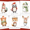 Woodland Animals Christmas Prints | Woodland Animals Christmas Pictures | Woodland Christmas Art for Kids | Woodland Christmas Decorating Ideas | 6 PDF's size 8x10 available on the Six Clever Sisters site!