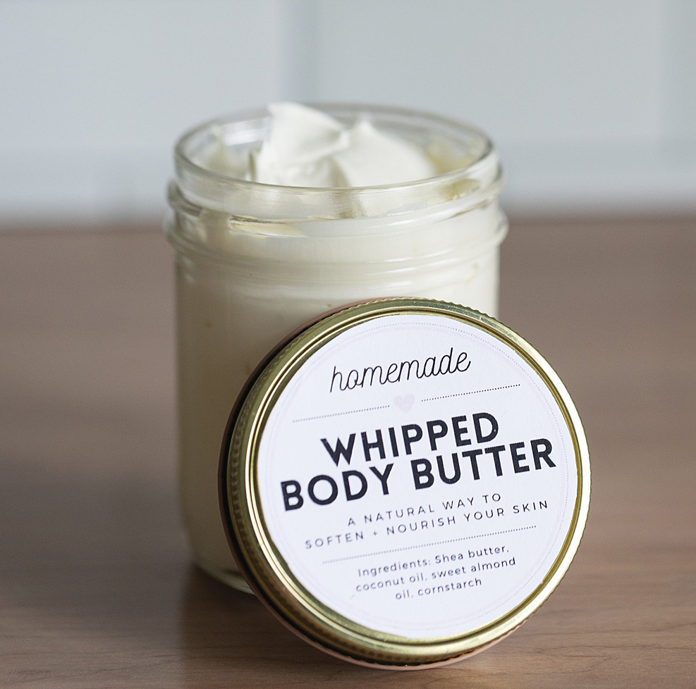 Homemade Whipped Body Butter with free Canva label template | Homemade Body Butter Recipe non-greasy | Homemade Body Butter Whipped Non Greasy | Simple recipe at Six Clever Sisters!