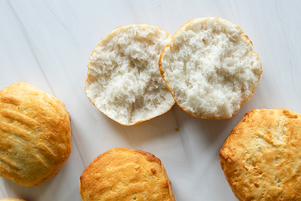 Canned biscuits in air fryer | refrigerated biscuits in air fryer | how to air fry biscuits | canned biscuits air fryer | canned biscuits in the air fryer | Simple steps with photo instructions at Six Clever Sisters!