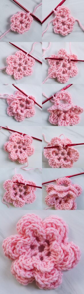 How to crochet a flower | how to crochet a flower for a hat, how to crochet a flower coaster, Fun and easy crochet flower pattern plus how to crochet a flower in 15 other free patterns on the Six Clever Sisters blog!