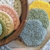 Scrubby Yarn free crochet patterns | Scrubby Yarn Crochet Patterns | Scrubby Yarn Dishcloth Crochet | Scrubby Sparkle Yarn Crochet Patterns | 14 free crochet patterns using scrubby yarn on the Six Clever Sisters blog!