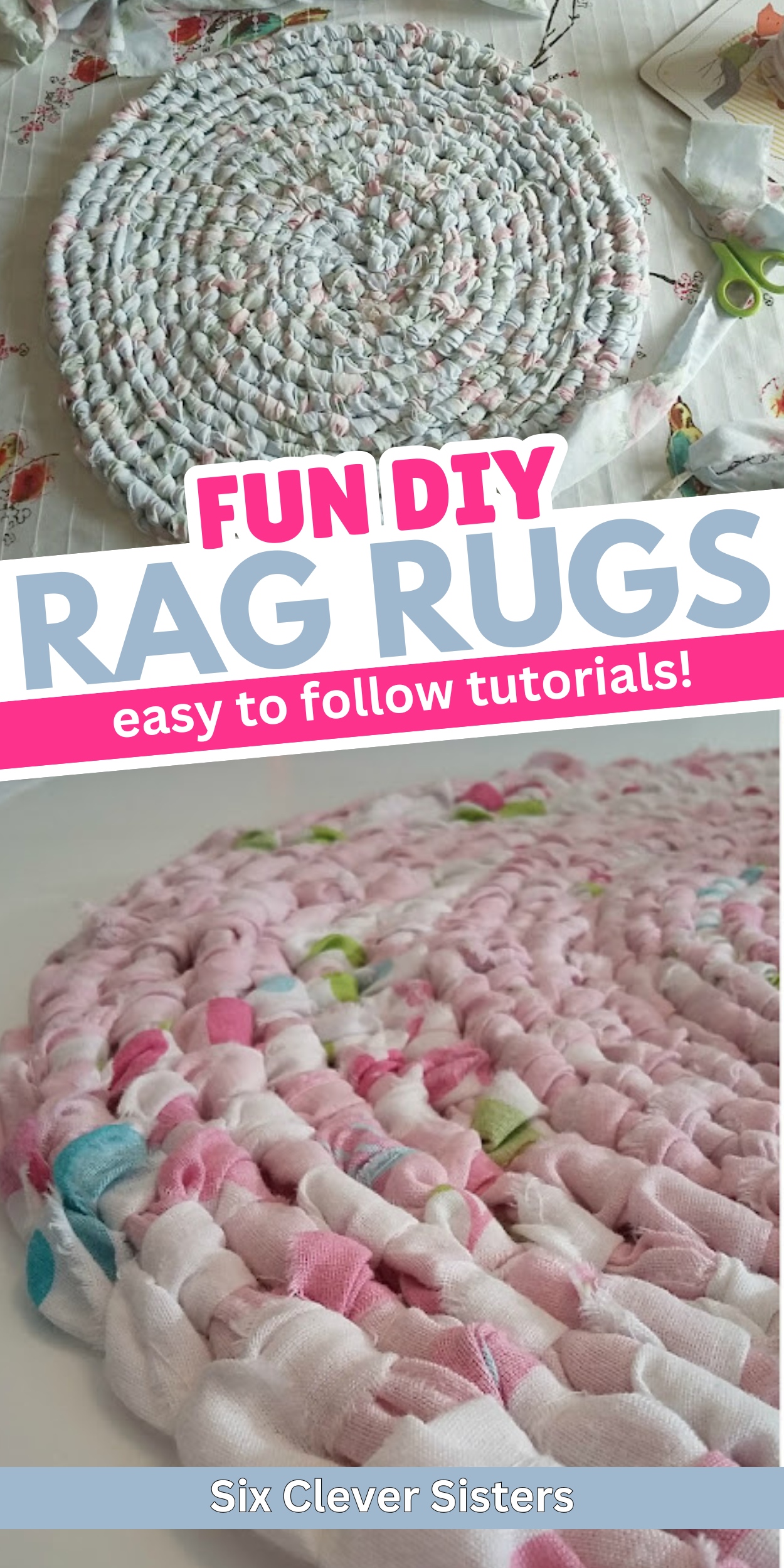 DIY Rag RUg | Easy Rug Tutorials | DIY crafting | DIY home | Home Decor | Farmhouse | Homemaking | Six Clever Sisters