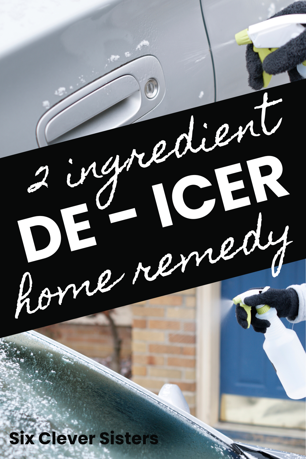 Homemade De Icer Spray | Best Homemade De Icer Spray | Homemade De Icer Spray for Car | Homemade Windshield De Icer Spray | Homemade Window De Icer Spray | De Icer Spray Homemade | De Icer Spray DIY | Looking for an easy solution to a windshield full of ice in the winter? Or have stuck car locks because of ice and snow? This homemade de icer spray uses only 2 ingredients and will easily melt off the ice on your windshield! Try it and see. #diy #ice #winter #hack #deicer #homemade #hack